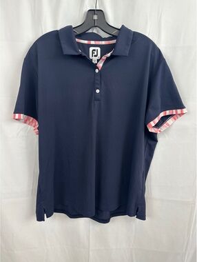 FootJoy Navy Blue Polo Shirt with Red and White Trim Size 2X